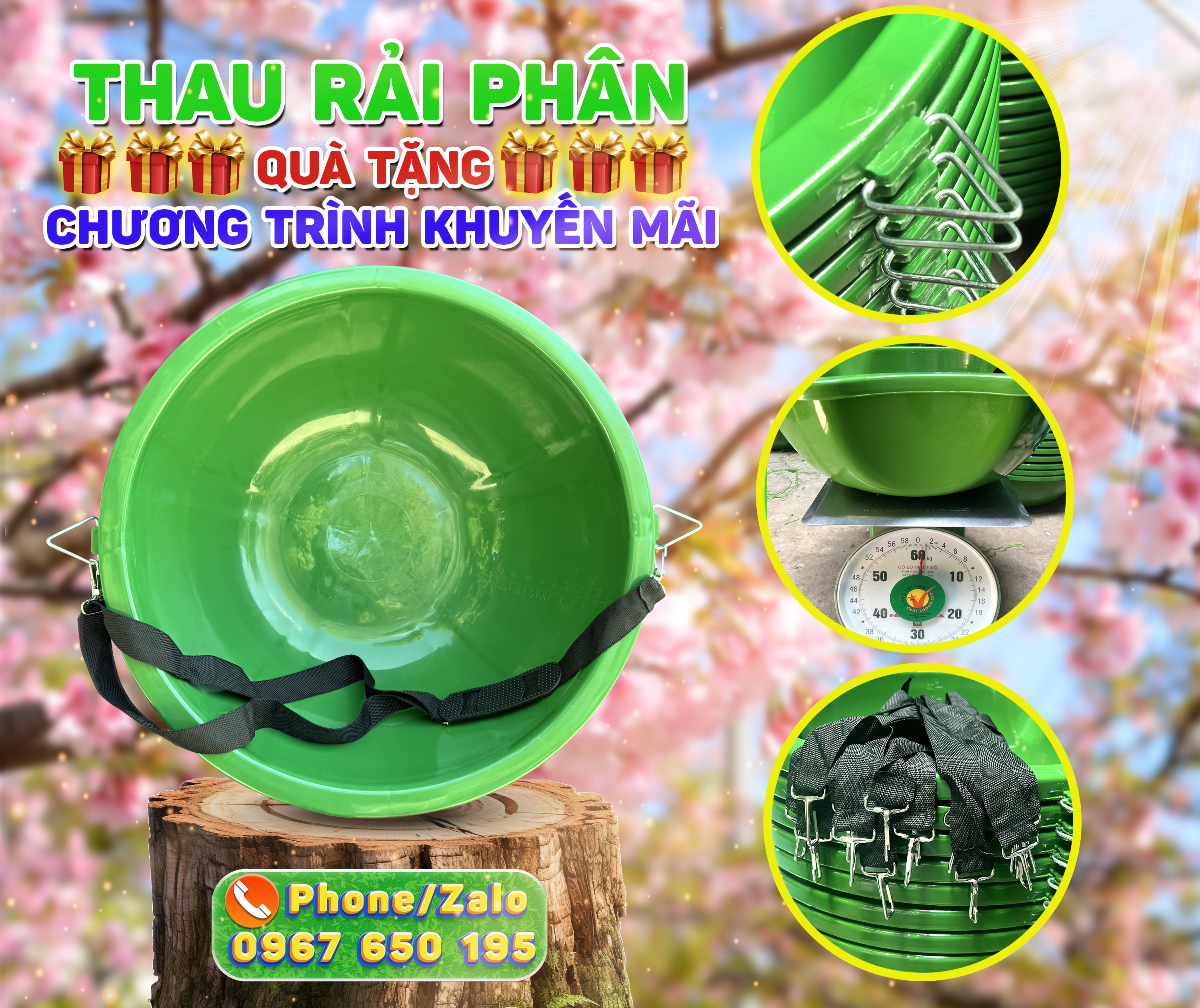 Thau rải phân bón dày dặn cứng cáp
